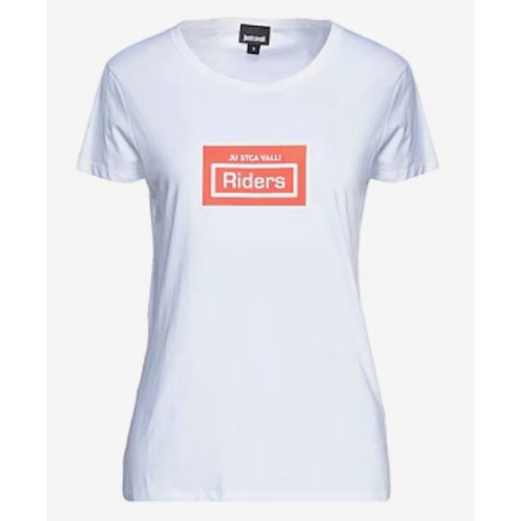 Just Cavalli Riders print short sleeve T shirt white L - Picture 1 of 8
